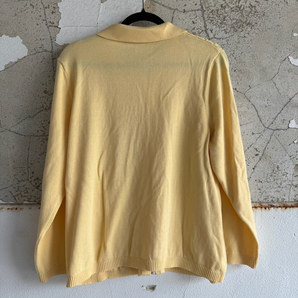 Vintage Cardigan Sweater Butter Yellow Cable Knit Front Zip Petite Womens L‎ - Picture 6 of 6